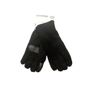 Isotoner Signature Black Textured Knit Water-Repellent Gloves Sz One Size